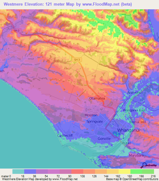 Westmere,New Zealand Elevation Map