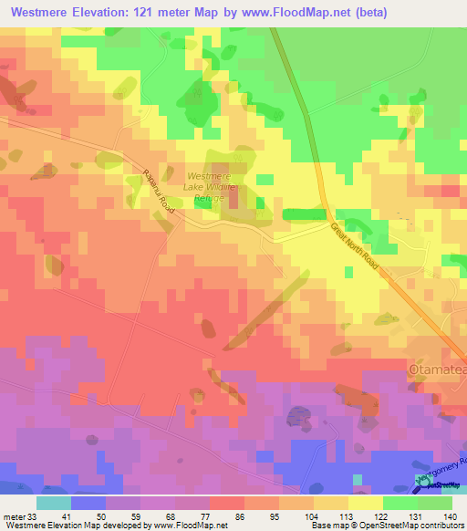 Westmere,New Zealand Elevation Map