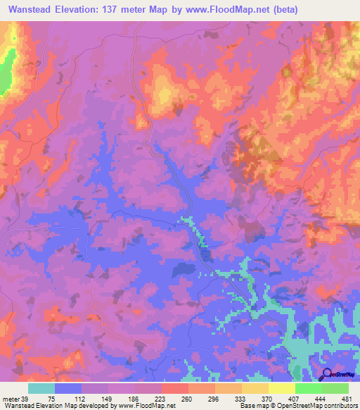 Wanstead,New Zealand Elevation Map