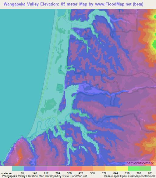 Wangapeka Valley,New Zealand Elevation Map