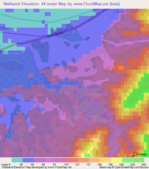 Wallsend,New Zealand Elevation Map
