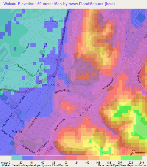 Wakatu,New Zealand Elevation Map