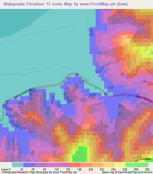 Wakapuaka,New Zealand Elevation Map