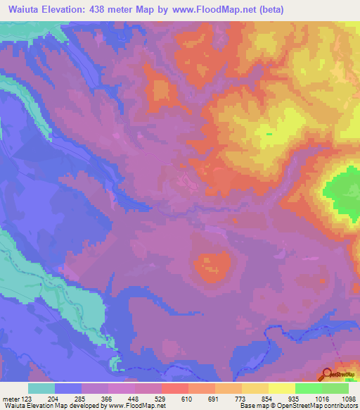 Waiuta,New Zealand Elevation Map