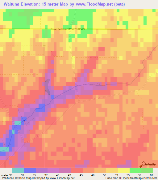 Waituna,New Zealand Elevation Map