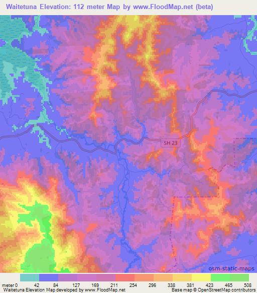 Waitetuna,New Zealand Elevation Map