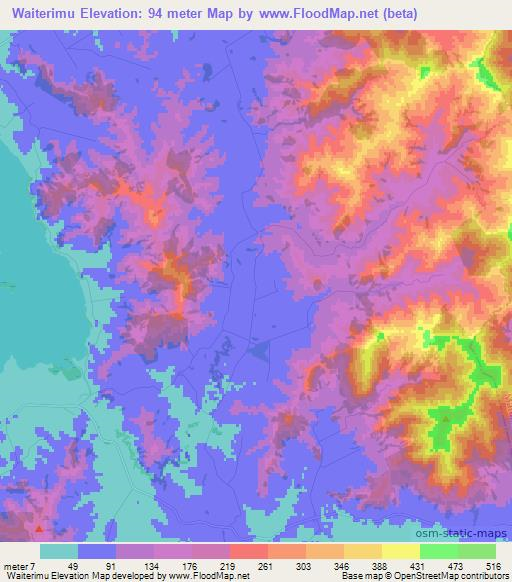 Waiterimu,New Zealand Elevation Map