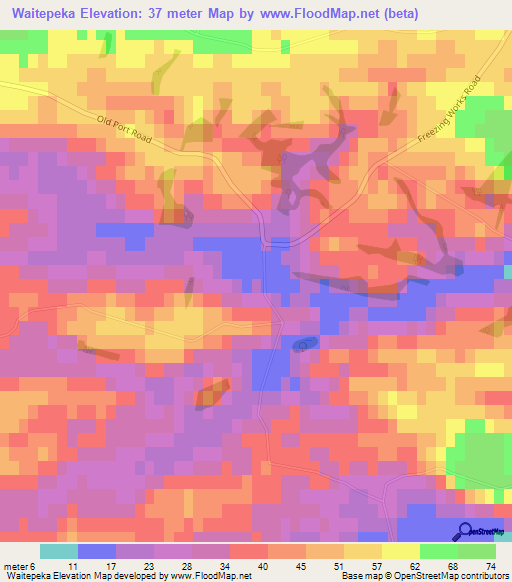 Waitepeka,New Zealand Elevation Map