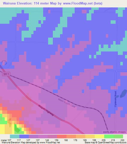 Wairuna,New Zealand Elevation Map