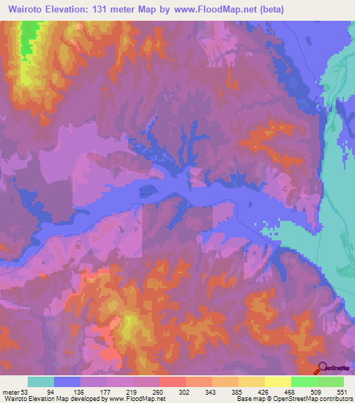 Wairoto,New Zealand Elevation Map