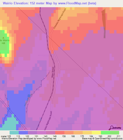 Wairio,New Zealand Elevation Map