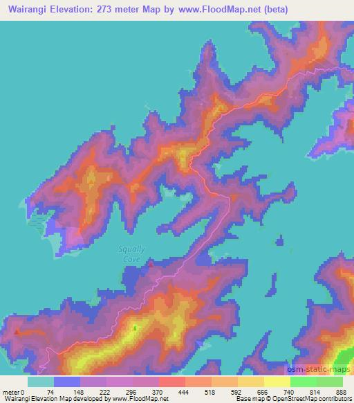 Wairangi,New Zealand Elevation Map