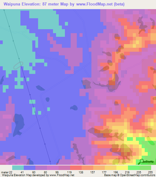 Waipuna,New Zealand Elevation Map