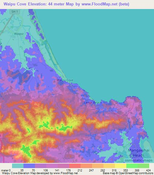 Waipu Cove,New Zealand Elevation Map