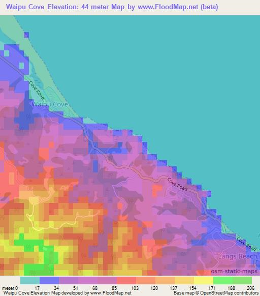 Waipu Cove,New Zealand Elevation Map