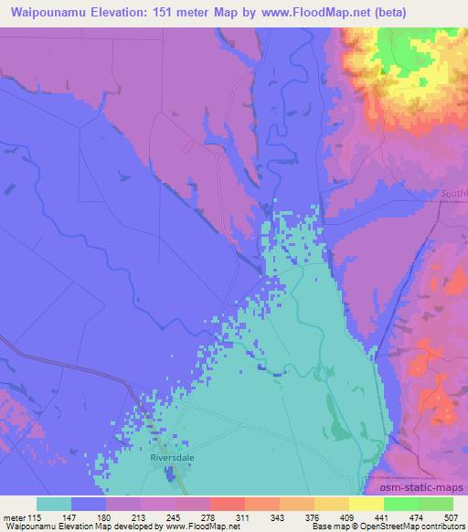 Waipounamu,New Zealand Elevation Map