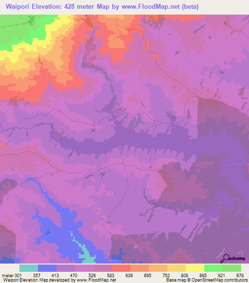 Waipori,New Zealand Elevation Map