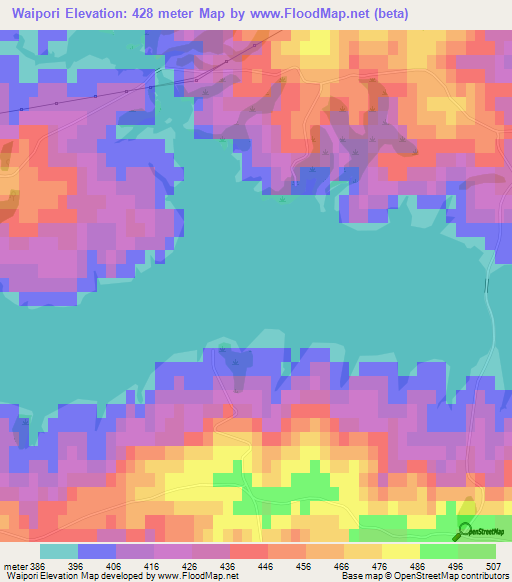 Waipori,New Zealand Elevation Map