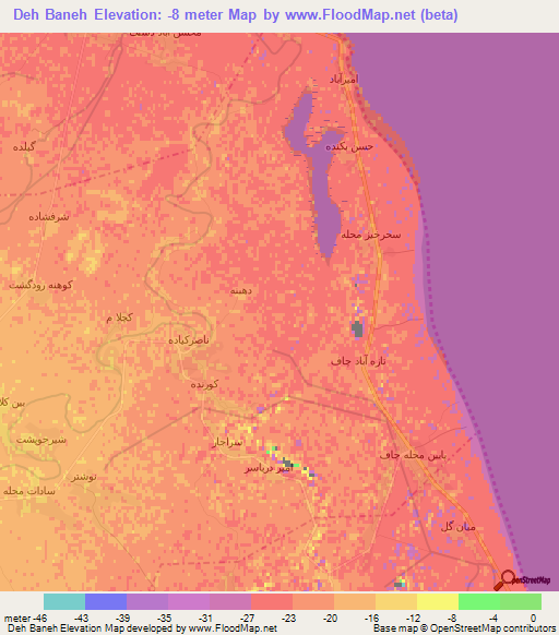 Deh Baneh,Iran Elevation Map