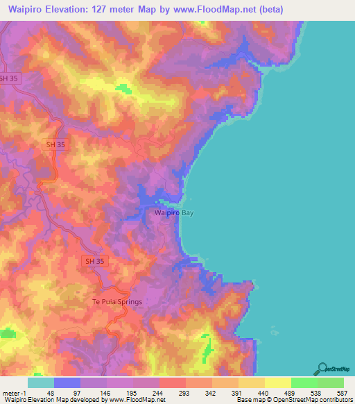 Waipiro,New Zealand Elevation Map