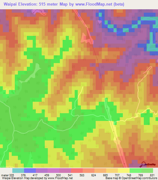 Waipai,New Zealand Elevation Map