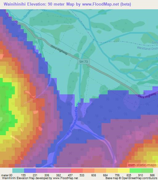 Wainihinihi,New Zealand Elevation Map