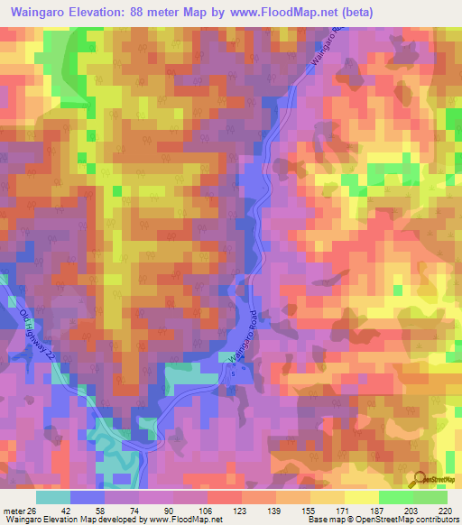 Waingaro,New Zealand Elevation Map