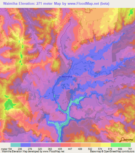 Waimiha,New Zealand Elevation Map