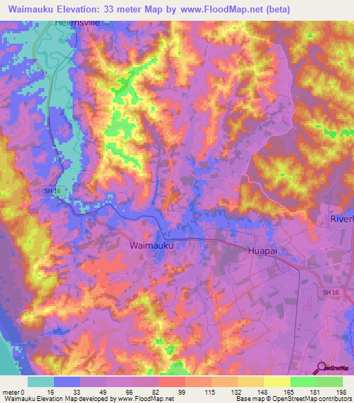 Waimauku,New Zealand Elevation Map