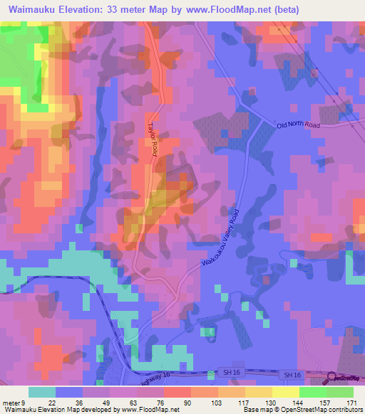 Waimauku,New Zealand Elevation Map