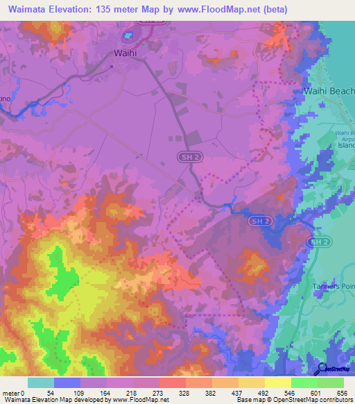 Waimata,New Zealand Elevation Map
