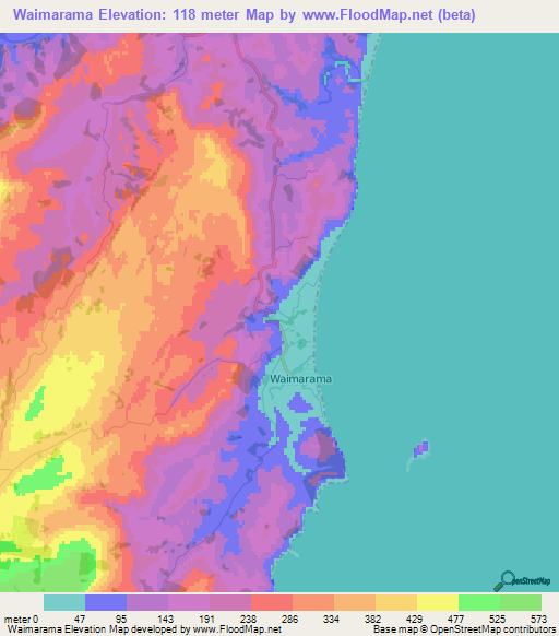 Waimarama,New Zealand Elevation Map