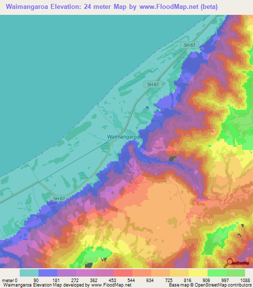 Waimangaroa,New Zealand Elevation Map