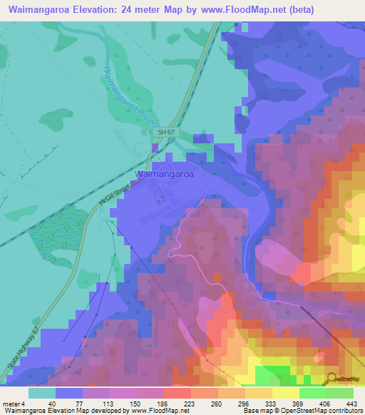 Waimangaroa,New Zealand Elevation Map