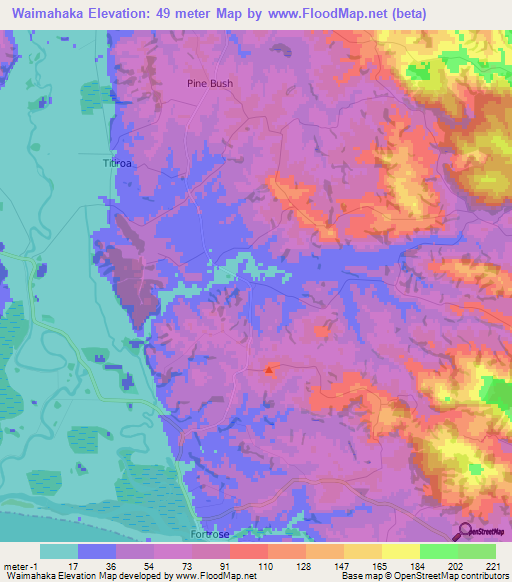 Waimahaka,New Zealand Elevation Map