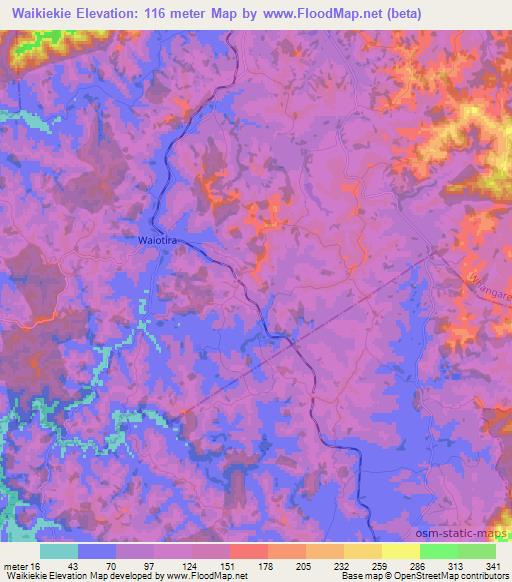 Waikiekie,New Zealand Elevation Map