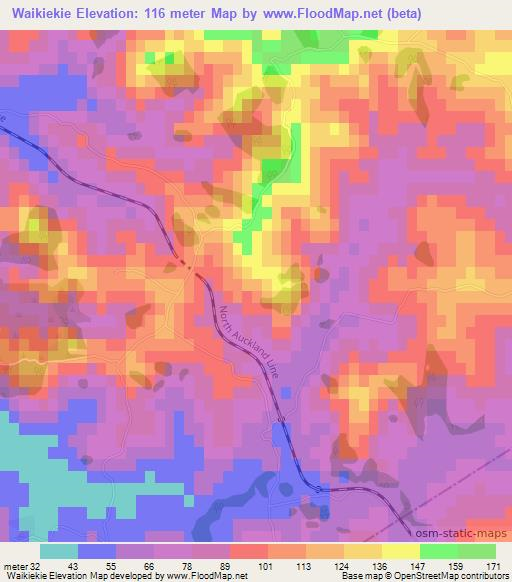 Waikiekie,New Zealand Elevation Map