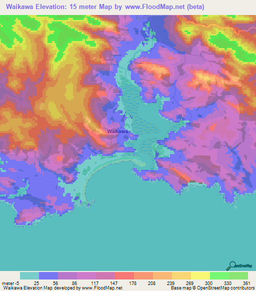 Waikawa,New Zealand Elevation Map