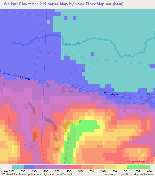 Waikari,New Zealand Elevation Map
