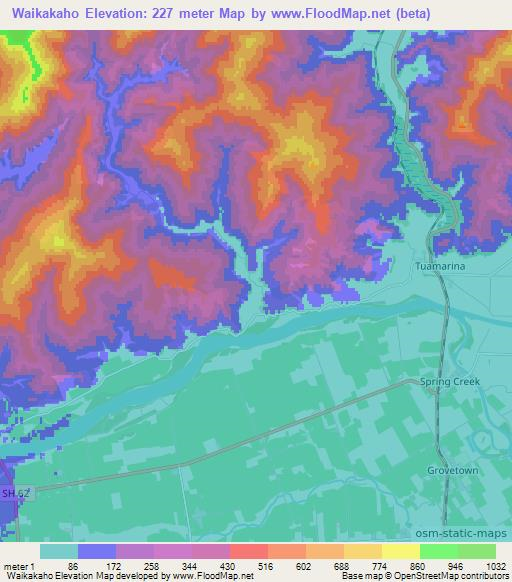Waikakaho,New Zealand Elevation Map