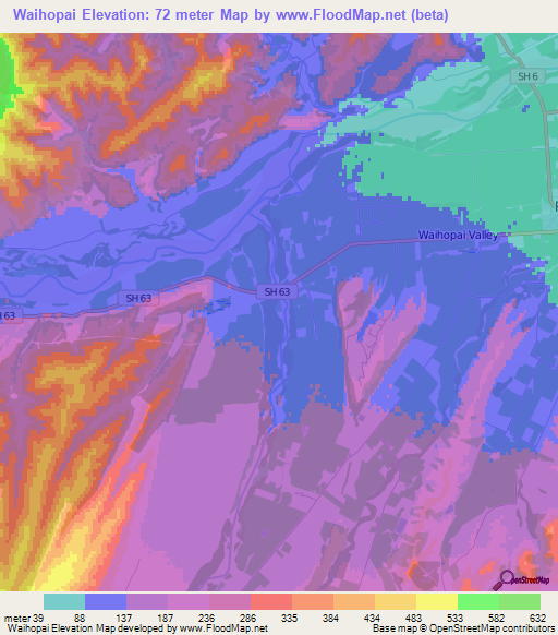 Waihopai,New Zealand Elevation Map