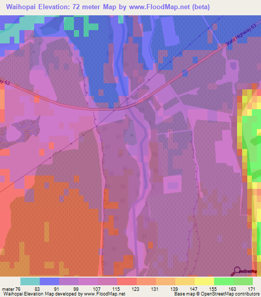 Waihopai,New Zealand Elevation Map