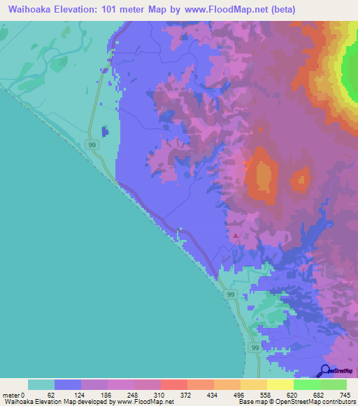 Waihoaka,New Zealand Elevation Map