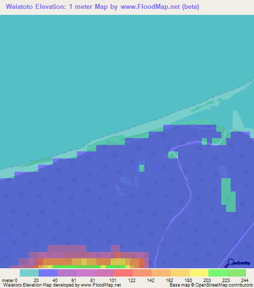 Waiatoto,New Zealand Elevation Map
