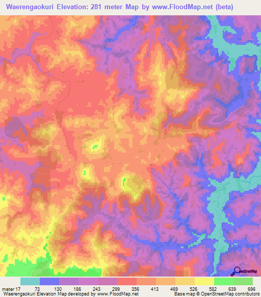 Waerengaokuri,New Zealand Elevation Map