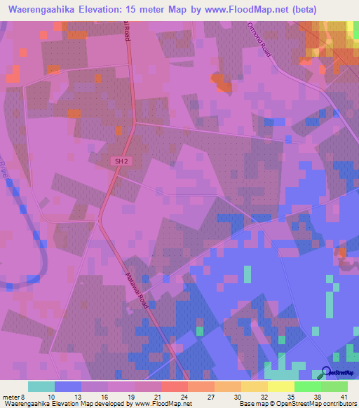Waerengaahika,New Zealand Elevation Map