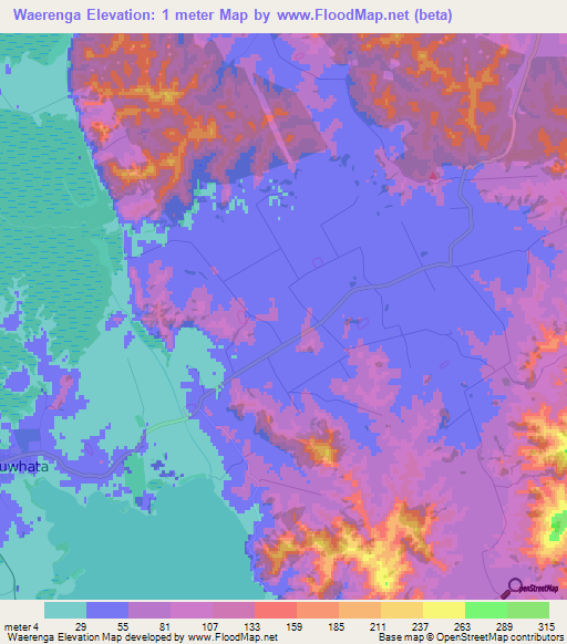 Waerenga,New Zealand Elevation Map