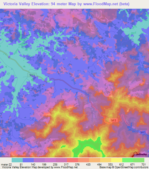 Victoria Valley,New Zealand Elevation Map