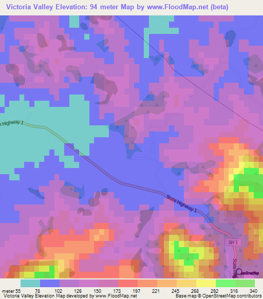Victoria Valley,New Zealand Elevation Map