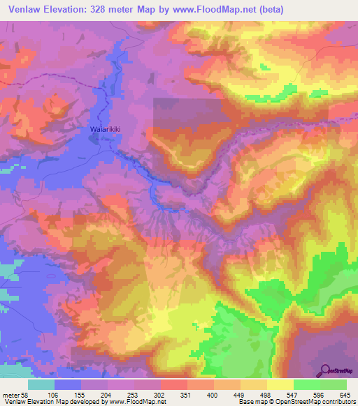 Venlaw,New Zealand Elevation Map